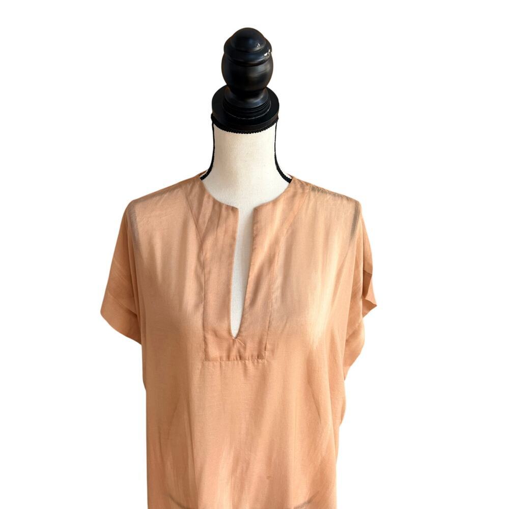 Haremlique à la Mer Mirage Long Kaftan Silk Cotton Palm Peach Print Size 2 - Picture 3 of 9